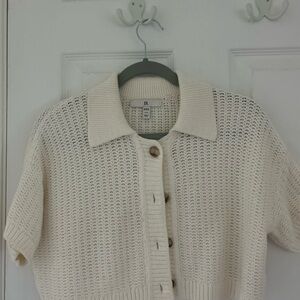 Banana Republic Cream Button-Up Cardigan